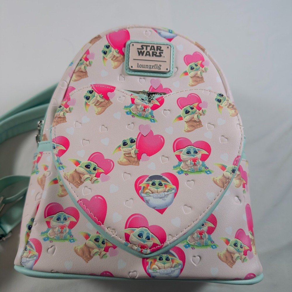Loungefly Backpack Mini Pink Grogu Valentines Star Wars Mandalorian Baby Yoda